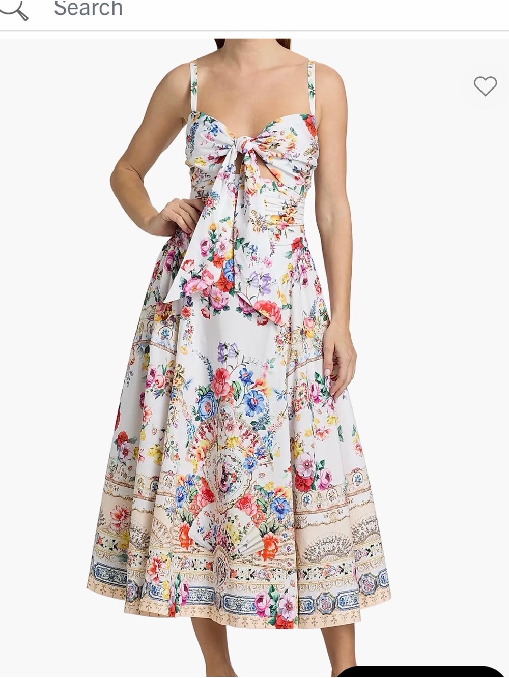 Camilla White Floral Tie-Front Midi Dress